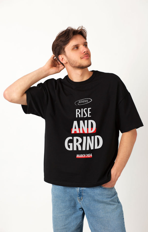 Skyeagle Rise and Grind Black Cotton T-Shirt: Elevate Your Hustle