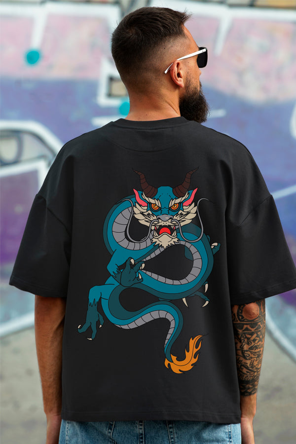 Skyeagle Japanese Protector Dragon Design Black T-Shirt